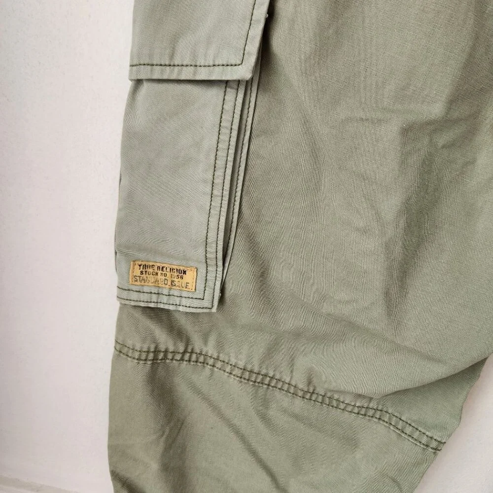 True Religion Green Special Ops Cargo Pants Utility Safari Y2K Military Army 40